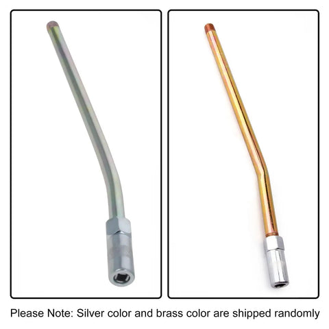 Heavy Duty One Eighth Inch NPT Grease Fitting Extension Tube in silver and brass, zinc plated nozzle, carbon steel, 4500 PSI max