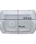 Top view of Genuine OEM Door Shelf Bin Replacement For Refrigerators With Clear Front Panel, showing measurements.