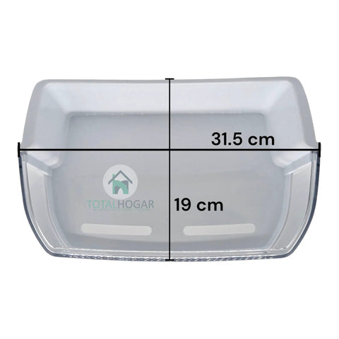 Top view of Genuine OEM Door Shelf Bin Replacement For Refrigerators With Clear Front Panel, showing measurements.