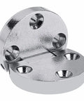 Heavy Duty Zinc Alloy Self Supporting Folding Table Hinges Two Pack Built Like A Tank oval chrome hinge with mounting holes.