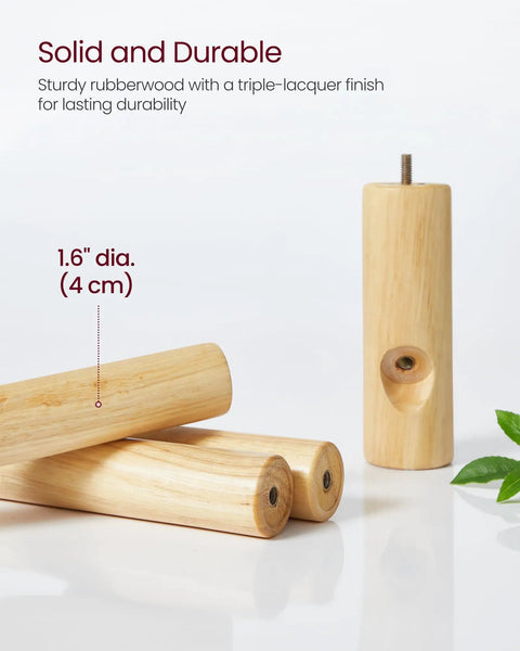 Solid Wood Free Standing Coat Rack Tree Shaped With Eight Hooks And Three Height Options For Clothes Hats Bags In Living Room Bedroom Or Home Office Black Finish components including 1.6-inch diameter wooden posts.