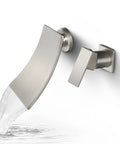 Wall Mount Waterfall Bathroom Faucet With Single Handle In Brushed Nickel, Modern Tub And Sink Lavatory Faucet, Quiet Flow
