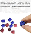 10 Piece Set R134a A C Cap Dust Covers For 13mm And 16mm High And Low Pressure Service Ports, blue and red caps with hand
