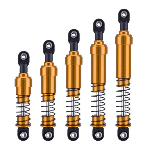 Beefy 4Pc Aluminum Big Bore Shocks 95mm For 1/10 RC Crawler Builds LCG Chassis Gspeed V3 Element Enduro SCX10 TRX4 Gamde R1 Comp DIY Gold Finish Heavy-Duty Upgrade Kit For Pro Builders And Hobbyists in varying lengths
