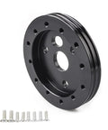 Badass 6 To 3 Hole Steering Wheel Hub Adapter Boss Kit For Cars Quick Swap Alloy Converter with screws, showcasing black aluminum design.
