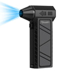130,000 RPM Powerhouse Electric Blower With Four Speed Settings For Dust Removal Blowing And Suction No More Canned Air Ideal For Cars Computers Keyboards And Outdoor Cleanup, showcasing angled side view with blowing nozzle emitting air.