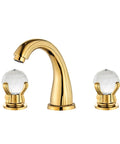 8 Inch Widespread Brass Bathroom Sink Faucet With Crystal Handles Deck Mounted Gold Ti PVD Finish No Drip Ceramic Cartridge Lead Free Waterway