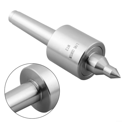 Lathe live center with MT2/MT3/MT4 taper, silver metal body and conical tip