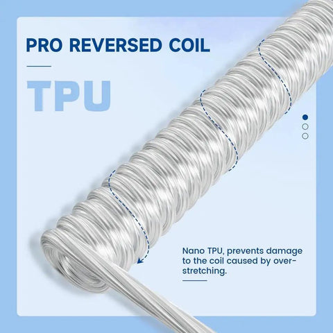 Top Shelf Transparent Double Woven TPU Coiled USB C To A Spiral Cable With Slick RGB Glow Hella Durable Build And Massive Copper Core For Seamless Sync And Turbo Charge Setup