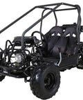 Black 125cc Kids Go Kart With Reverse Gear And Two Seater, Kandi Mini Raptor GK110 for youth, rugged build, side view