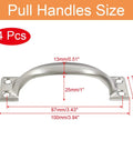 4 Pcs Silver Vintage Barn Door Pull Handles Set With Screws Included, Retro Metal Gate Pulls size diagram, 4 inch length