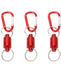 Set of 3 red Powerful Magnetic Keychain With Aluminum Alloy Quick Release Buckle, lightweight portable key holders for tools and EDC.