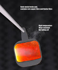 Premium Bicycle Disc Brake Pads Two Pack For Tektro Io Novela Aquila Hydraulic Mechanical Systems Featuring Resin Kevlar Blend close up of semi-metal brake pad with red copper and Kevlar fibres.