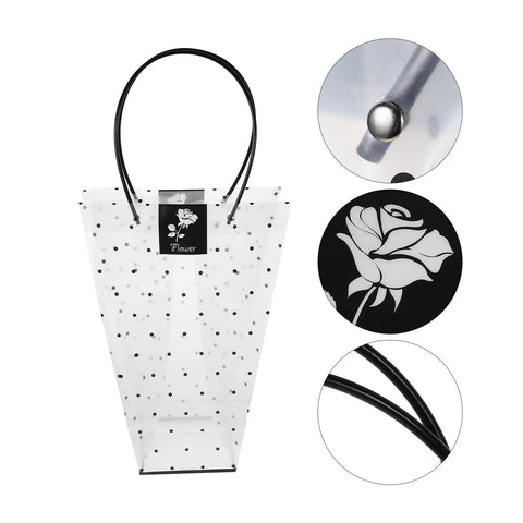 Clear Plastic Flower Packaging Bags With Handle For Bouquets, Easy To Carry Floral Wrapping For Weddings And Valentine Gifts