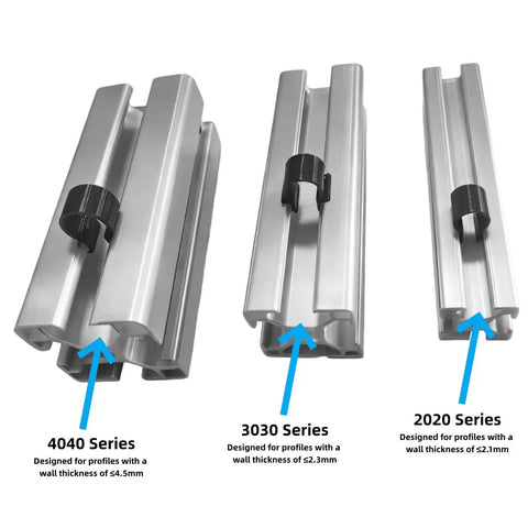 2020 Series Cable Clips Pack For EU Standard Aluminum Extrusion, 20 Black T-Slot Mounts For 6mm Slots, Tool-Free Snap In Cable And Tubing Organizer For 3D Printer DIYers And CNC Makers on 2020, 3030, 4040 profiles