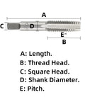 Diagram of Premium M12 X 1.0 Metric Hand Tap Right Hand Threading Tool For Metalwork, showing 80mm length, 22mm thread head, and 9mm shank.