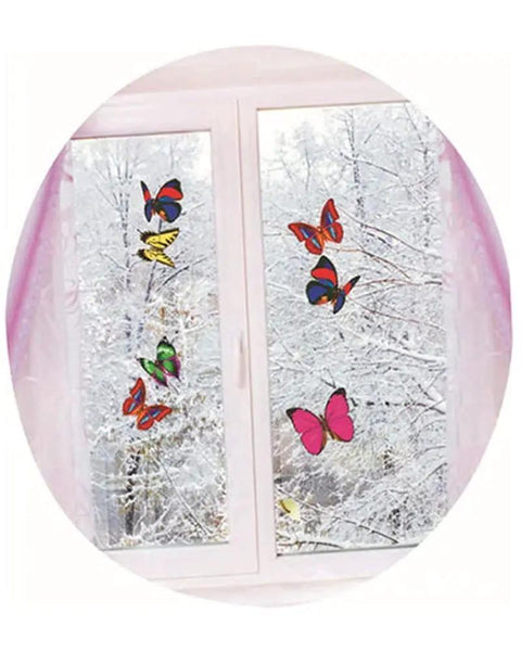 Dope LED Butterfly Decoration Lights Set Of 12 For Garden And Backyard Wall Decor Waterproof on a snowy window