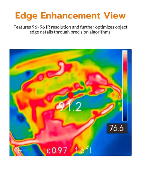 Edge enhanced thermal image from Ultra Light Thermal Imaging Camera With Thermometer Mode For HVAC And Electrical Inspections.