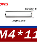 Pro Grade 304 Stainless Steel Dowel Pins 50 Pack Precision Ground Alignment Rods For Molds Machines Fixtures And DIY Woodworking Projects 4x11 Size Heavy Duty Fit For CNC Auto Shop Tooling with size details 4x11 mm displayed