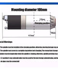 Diagram showing mounting dimensions for Built Heavy Duty Pneumatic ATC Spindle Water Cooled 3kw To 5.5kw BT30 Taper.