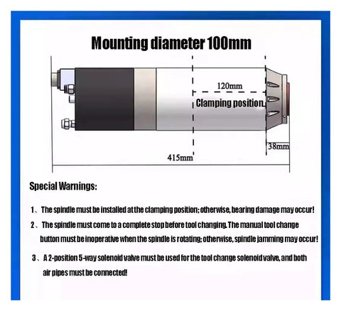 Diagram showing mounting dimensions for Built Heavy Duty Pneumatic ATC Spindle Water Cooled 3kw To 5.5kw BT30 Taper.