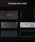 Package contents of the Ridiculously Snappy 68 Key Mechanical Gaming Keyboard including keyboard, cable, and accessories.