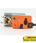 No Hassle LMQ24A 4Nm Damper Actuator With Hella Fast Response for seamless HVAC building control, orange and silver design.