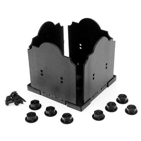 Laredo Sunset 8x8 Post Base Kit For Pergolas And Decks With Decorative Plates, Hex Cap Nuts, Timber Screws, Heavy Duty Galvanized Steel