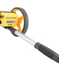 Measuring Wheel with Foldable Telescopic Handle, 0-9999.9m Range, yellow and black design, showing large wheel and handle.