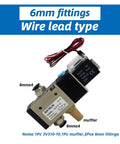 Solid DC12V Solenoid Valve For Pneumatic Systems With 6mm Fittings wire lead type with muffler, suitable for DIY projects.