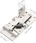 2 Pack Self Closing 45 Degree Pivot Cabinet Hinges With Tip Out Trays, detailed view showing spring mechanism and dimensions.