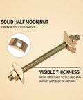 Heavy Duty Furniture Fastening Connectors Countertop Connector Table Top Fasteners with gold plated half moon nut and threaded bolt.