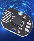 Close-up of a 14 Bit Magnetic Encoder Module with 360 Degree Angle PWM and SPI Outputs, showing electronic components.