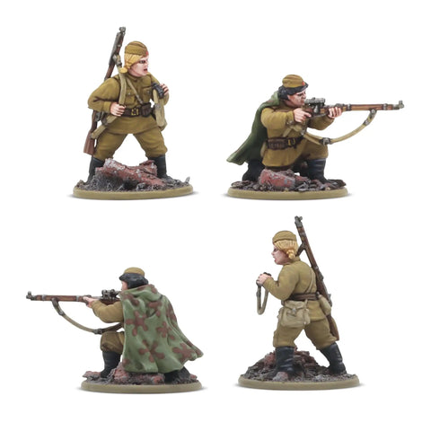 Soviet Army Infantry Platoon 28Mm Scale Plastic Miniatures for Bolt Action with Mosin Nagant rifles in various poses