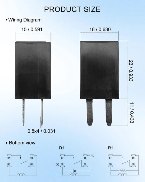 Cooling Fan Relay For Polaris RZR Slingshot Ranger Sportsman 12VDC Replacement 303 1AH C R1 U01 size diagram and wiring details.