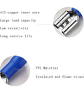 200Pcs Red Vinyl Insulated Female Spade Wire Connectors For DIY Auto Wiring 22-16 AWG 6.3mm 1/4 Inch Quick Disconnect Terminals Electrical Crimp Connectors With Flame Retardant PVC Insulation, blue PVC insulated female spade terminal