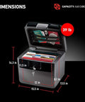 Black Fireproof And Waterproof Safe With Key Lock For Documents And Valuables File Folder Box 14.3 X 15.5 X 13.5 Inches UL Classified