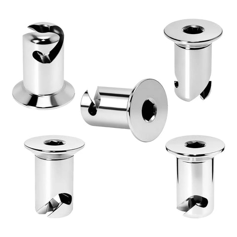 Five Pack Fast Lane Chrome Aluminum Dzus Fasteners Quarter Turn Flush Allen Head Buttons, heavy duty, 7/16 In stem.