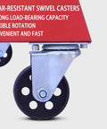 Heavy Duty 2 Ton Folding Hydraulic Engine Hoist With Telescopic Boom And Six Durable Casters wheel detail with strong load-bearing capacity.
