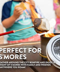 Close-up of marshmallow roasting over Portable Mini Tabletop Fire Pit 2 Pack No Wood No Embers 3 To 5 Hour Burn Time