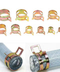 Fabater Heavy Duty 100Pcs Spring Hose Clamps Kit Assortment Zinc Plated Carbon Steel Flexible Sealing For Fuel Water Oil Steam Pipes Automotive Repair And DIY Jobs, assorted sizes on hoses