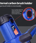 Close-up of external carbon brush holder on 1800W Electric Concrete Mixer With 7 Speed Control, Beast Heavy Duty Cement Mixer Drill Tool.