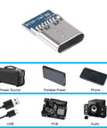 Close-up of USB-C 3.1 plug from Usb C Connector Kit With 40 Pin Breakout Board, showcased for various electronic devices application