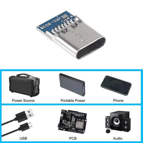 Close-up of USB-C 3.1 plug from Usb C Connector Kit With 40 Pin Breakout Board, showcased for various electronic devices application