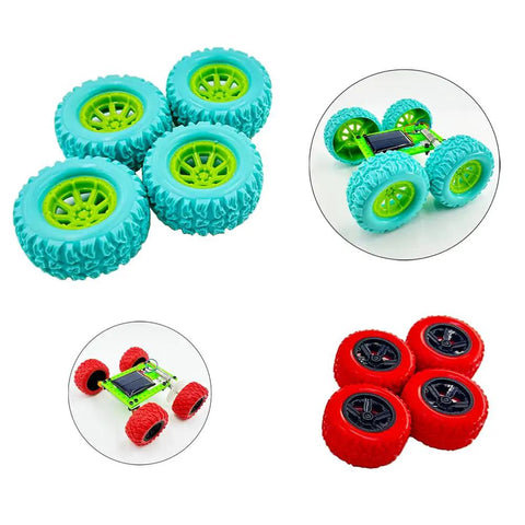8 Pack RC Car Wheels Rubber Tires With Shafts 2.5mm Round Rod Axles For RC Cars Trucks Robots DIY Model Building Parts Style 2