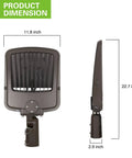 Total Game Changer Dusk To Dawn Led Parking Lot Light dimensions 11.8 x 22.7 x 2.9 inches, heavy duty slip fitter mount view.