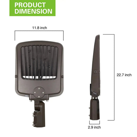Total Game Changer Dusk To Dawn Led Parking Lot Light dimensions 11.8 x 22.7 x 2.9 inches, heavy duty slip fitter mount view.