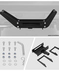 Foldable Cradle Winch Mounting Plate For 2 Inch Class 4 Hitch Receivers With Up To 12000 Lbs Capacity, with hardware attached.