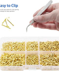 Gold Plated Carbon Steel Tiny Nails Kit For Woodworking And Diyers, 1200Pcs Micro Nails In 7 Sizes With Tweezers Display