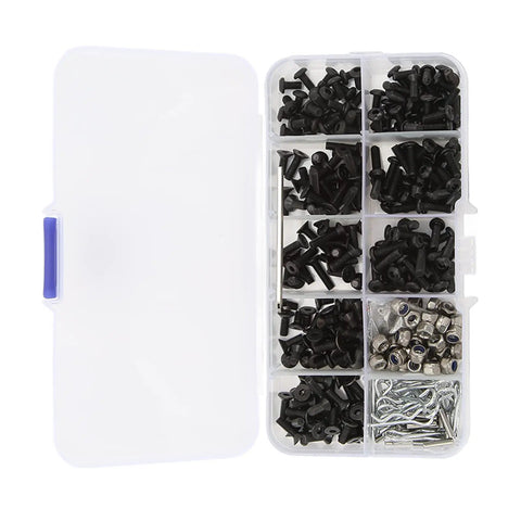 Beefed Up Stainless Steel RC Car Screws Kit With 361 Pieces Durable Hardware Set For One Eighth And One Tenth Scale RC Cars, Replacement Screws And Tools, Compatible With Traxxas And Axial Builds, Built To Take Real Rough Use, organizer case with mixed screws and nuts